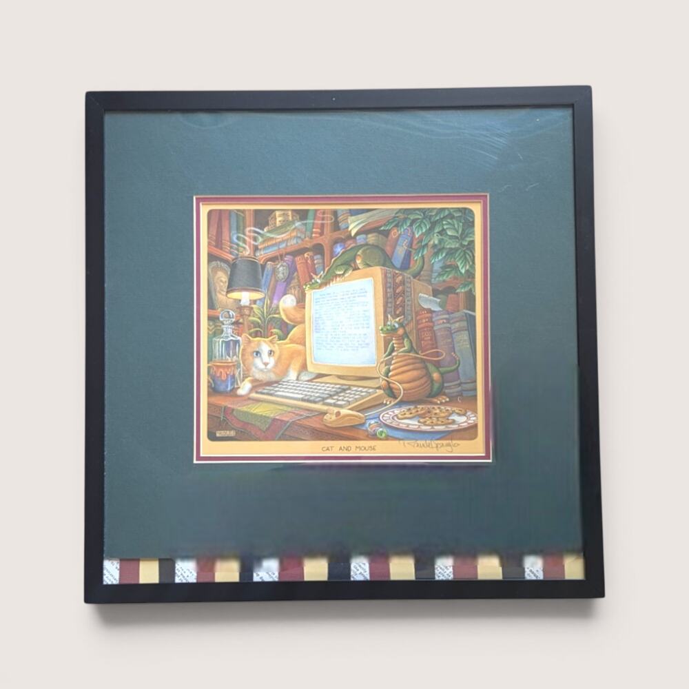 Vintage Randal Spangler Signed Cat And Mouse Art Print